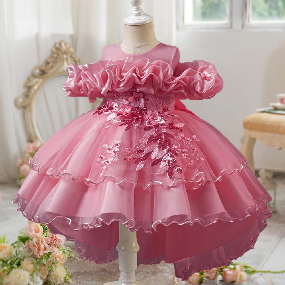 Pink Tulle Princess Flower Girl Dress - Luzilly Bridal & Apparel