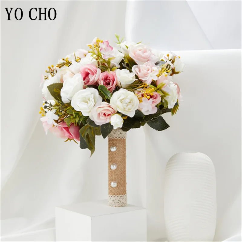 Pink & White Rose Bridal Bouquet - Luzilly Bridal & Apparel