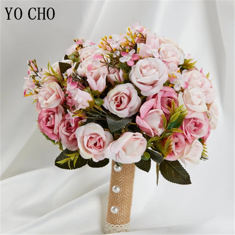 Pink & White Rose Bridal Bouquet - Luzilly Bridal & Apparel