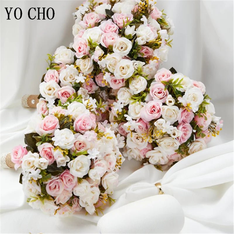 Pink & White Rose Bridal Bouquet - Luzilly Bridal & Apparel