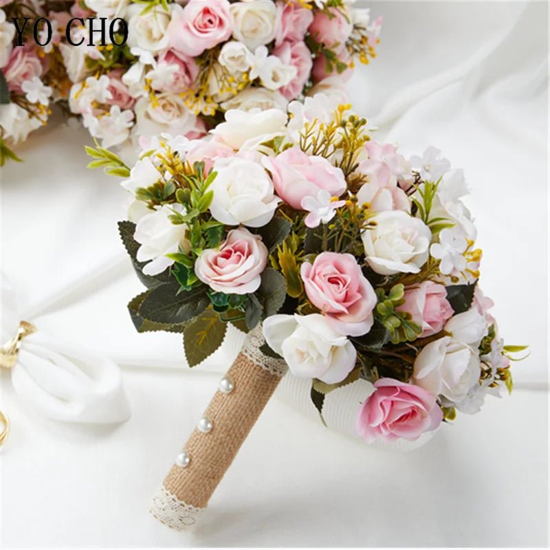 Pink & White Rose Bridal Bouquet - Luzilly Bridal & Apparel