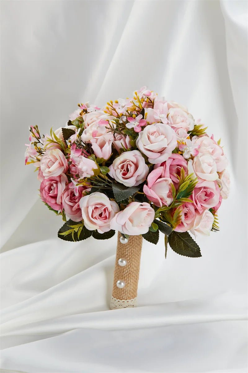 Pink & White Rose Bridal Bouquet - Luzilly Bridal & Apparel