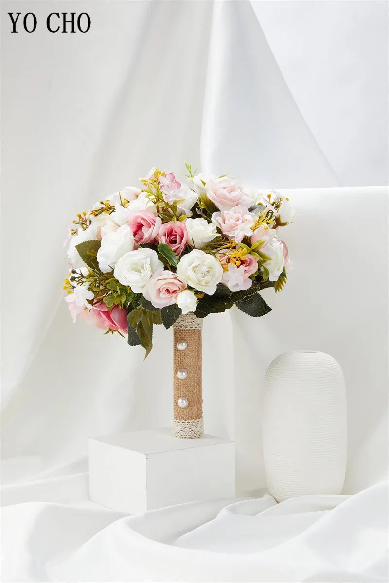 Pink & White Rose Bridal Bouquet - Luzilly Bridal & Apparel