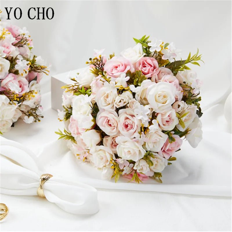 Pink & White Rose Bridal Bouquet - Luzilly Bridal & Apparel
