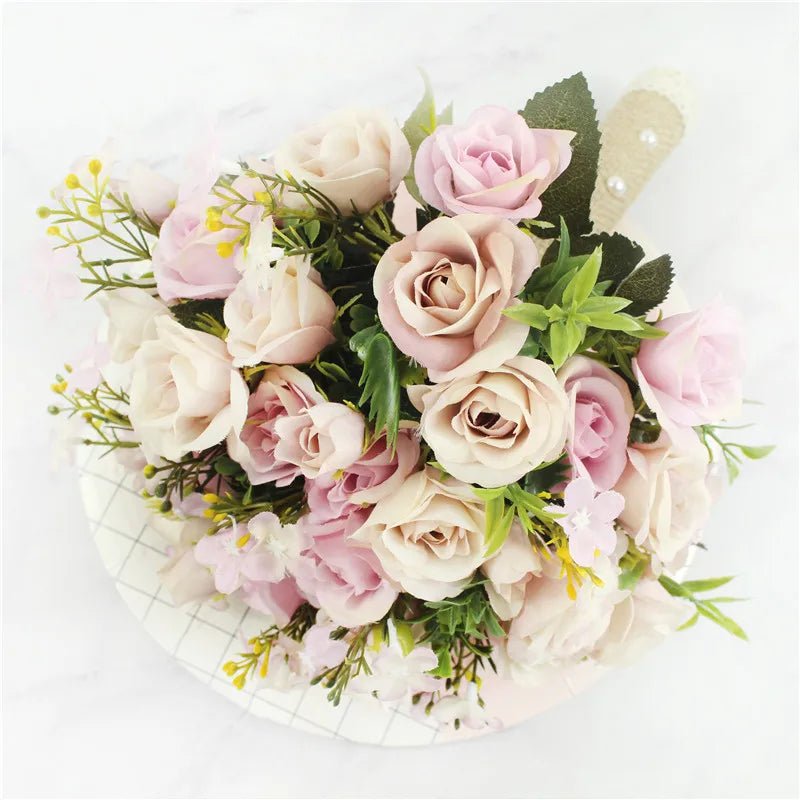 Pink & White Rose Bridal Bouquet - Luzilly Bridal & Apparel