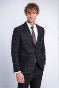 Plaid Wool Black Men Blazer - Wessi - Luzilly Bridal & Apparel