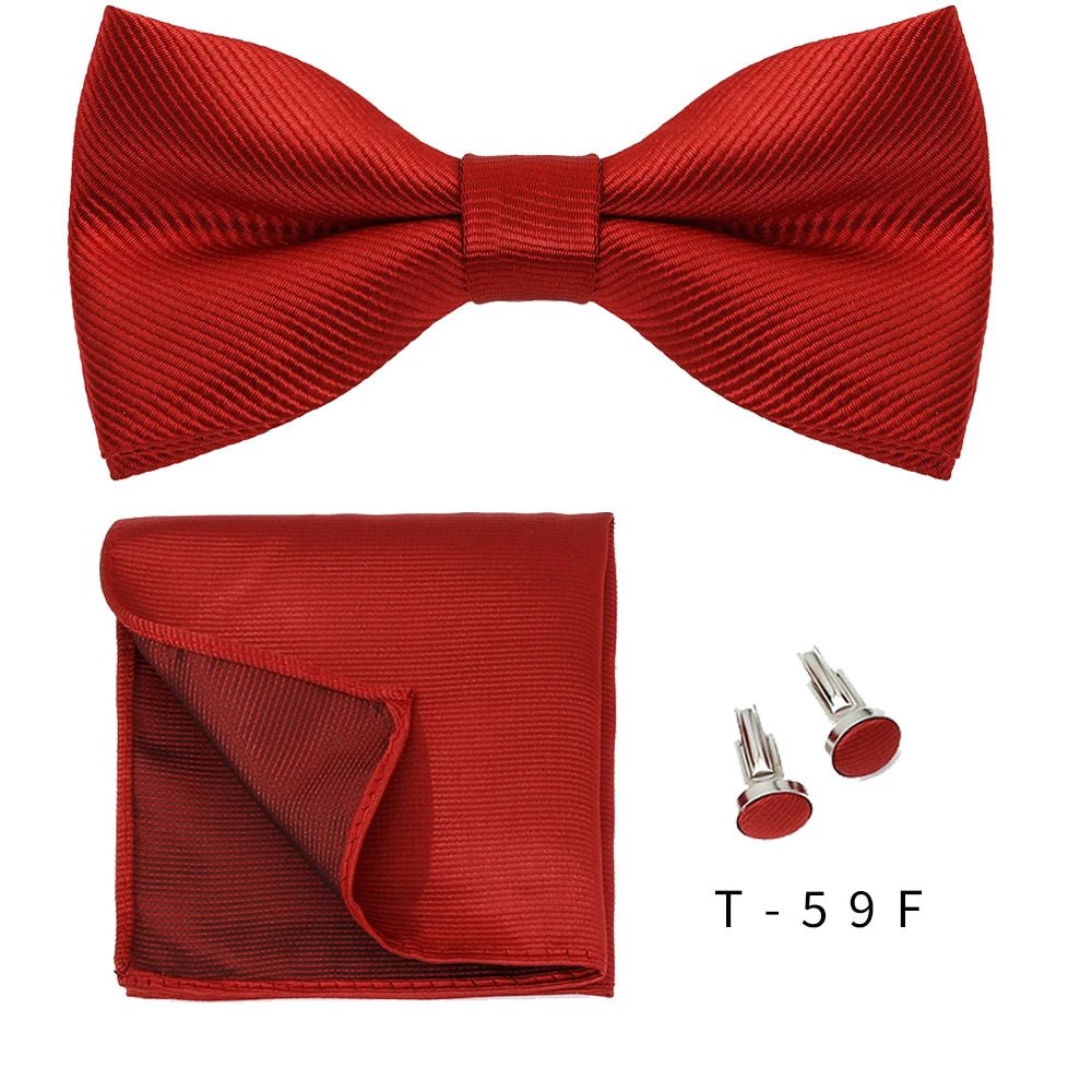 Plain Tie Set For Men Solid Color Necktie Pocket Square Brooch Gift Box For Wedding Business Luxury 8pcs Mens Gift Gravatas - Luzilly Bridal & Apparel