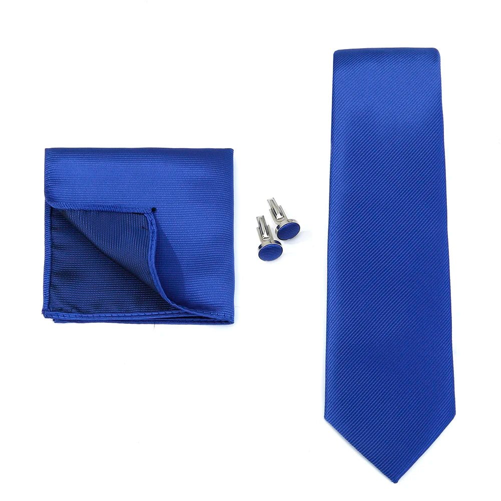 Plain Tie Set For Men Solid Color Necktie Pocket Square Brooch Gift Box For Wedding Business Luxury 8pcs Mens Gift Gravatas - Luzilly Bridal & Apparel