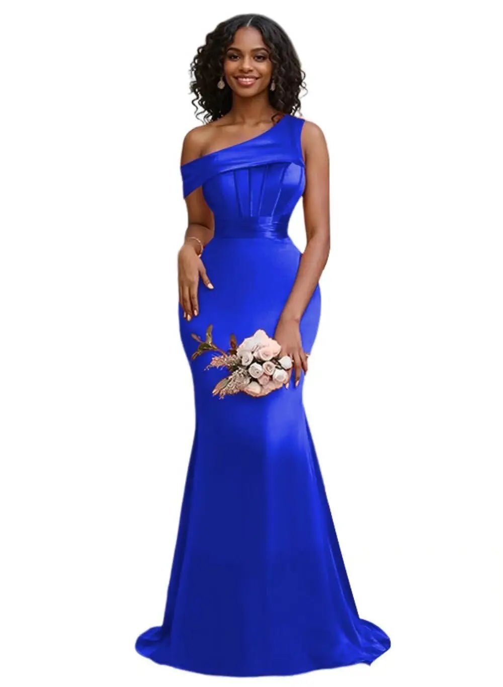 Pleated One-Shoulder Mermaid Bridesmaid Dress - Luzilly Bridal & Apparel