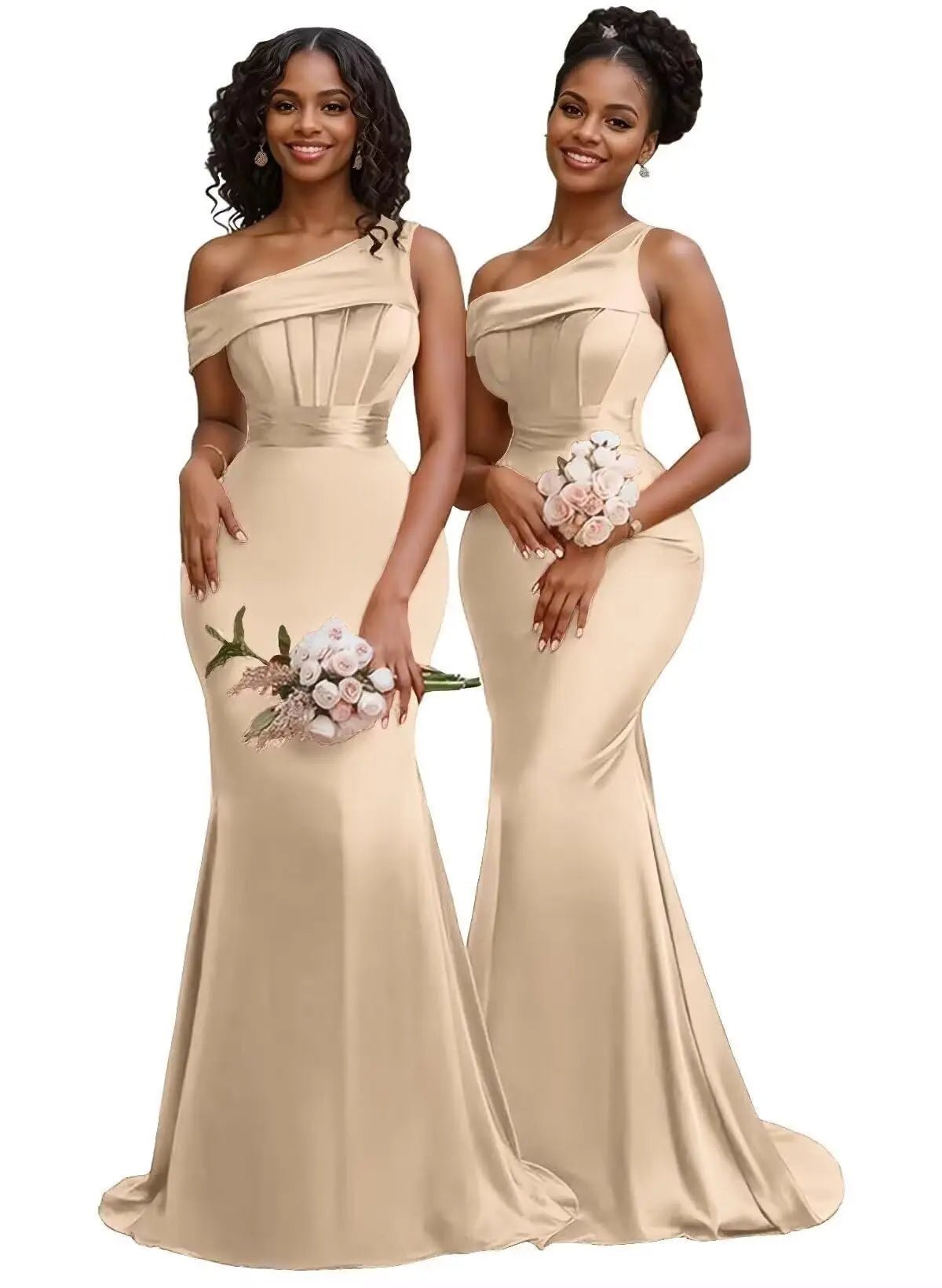 Pleated One-Shoulder Mermaid Bridesmaid Dress - Luzilly Bridal & Apparel