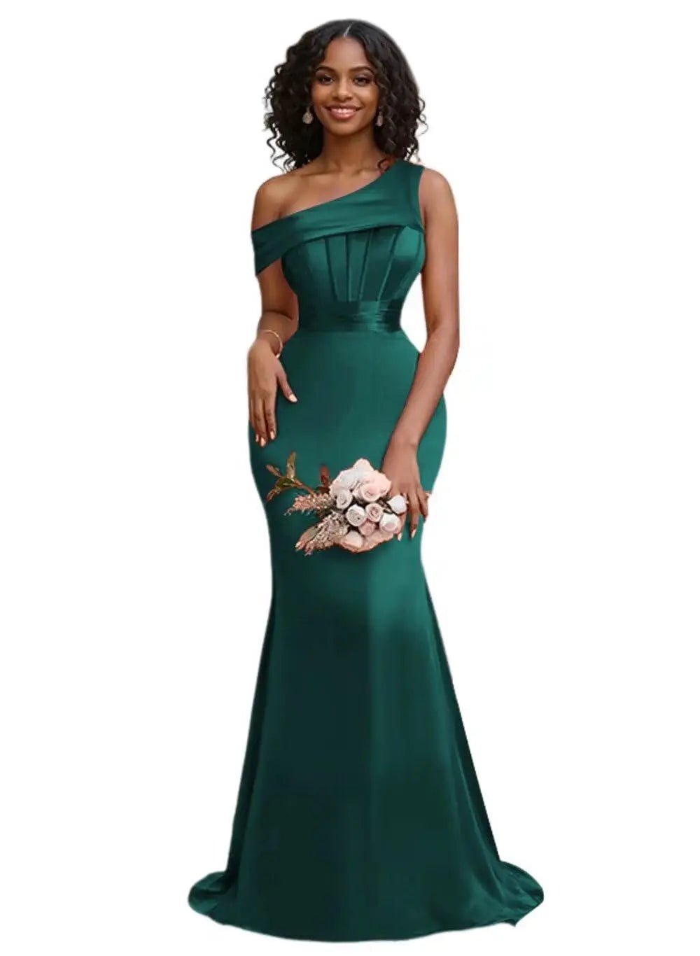 Pleated One-Shoulder Mermaid Bridesmaid Dress - Luzilly Bridal & Apparel