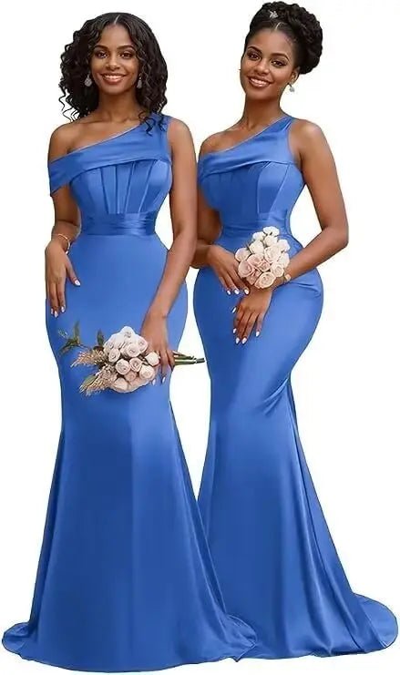 Pleated One-Shoulder Mermaid Bridesmaid Dress - Luzilly Bridal & Apparel
