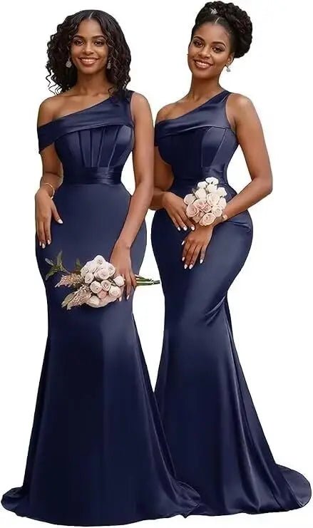 Pleated One-Shoulder Mermaid Bridesmaid Dress - Luzilly Bridal & Apparel