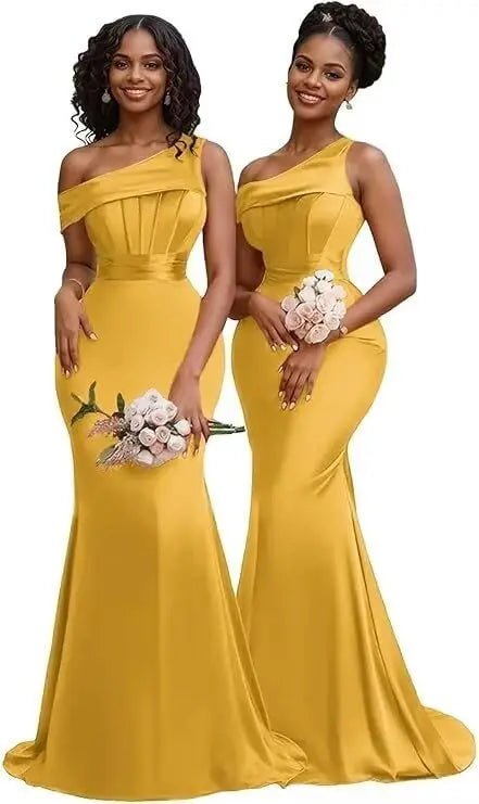 Pleated One-Shoulder Mermaid Bridesmaid Dress - Luzilly Bridal & Apparel