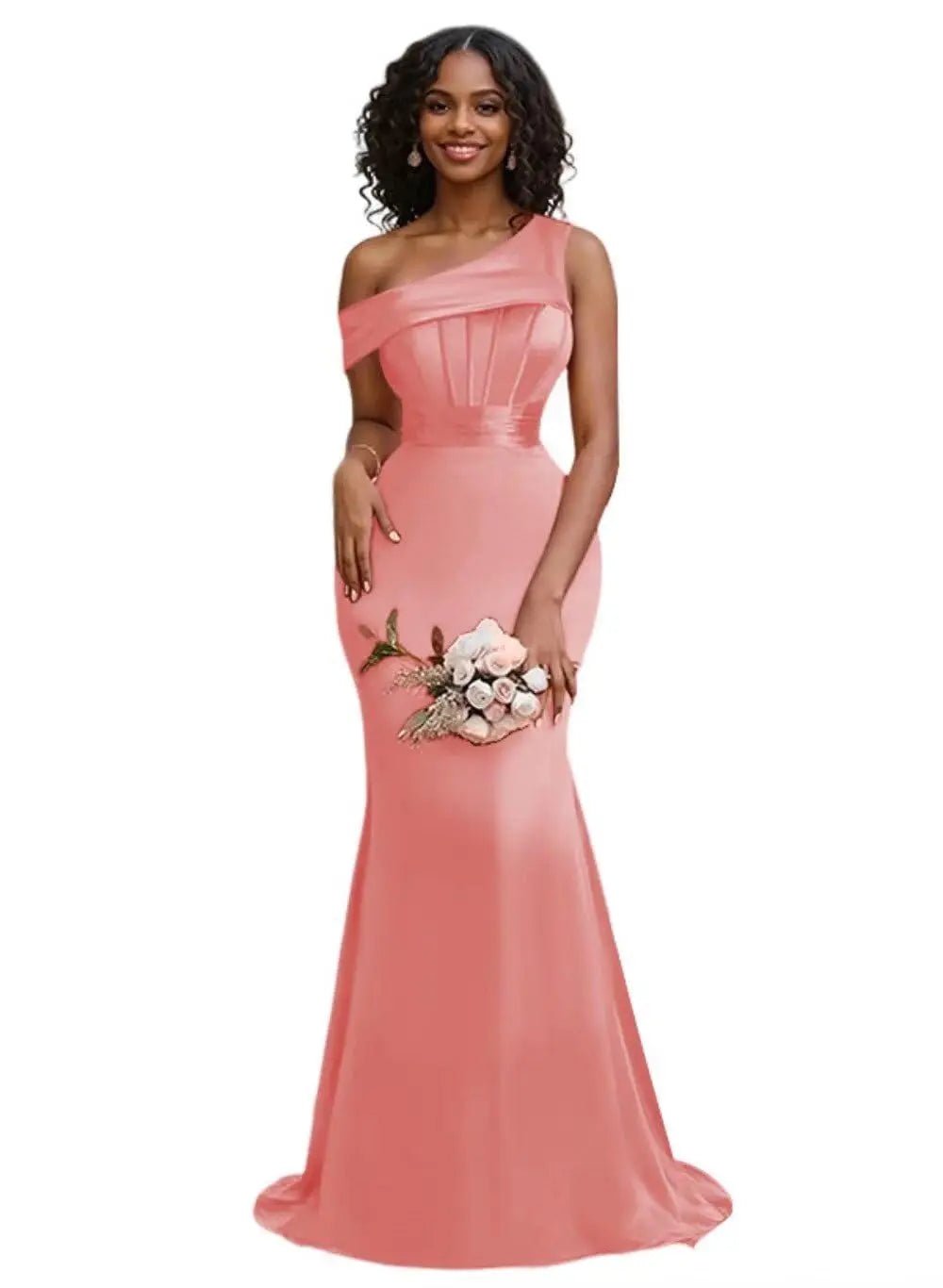 Pleated One-Shoulder Mermaid Bridesmaid Dress - Luzilly Bridal & Apparel