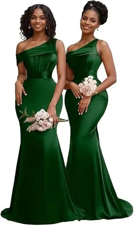 Pleated One-Shoulder Mermaid Bridesmaid Dress - Luzilly Bridal & Apparel
