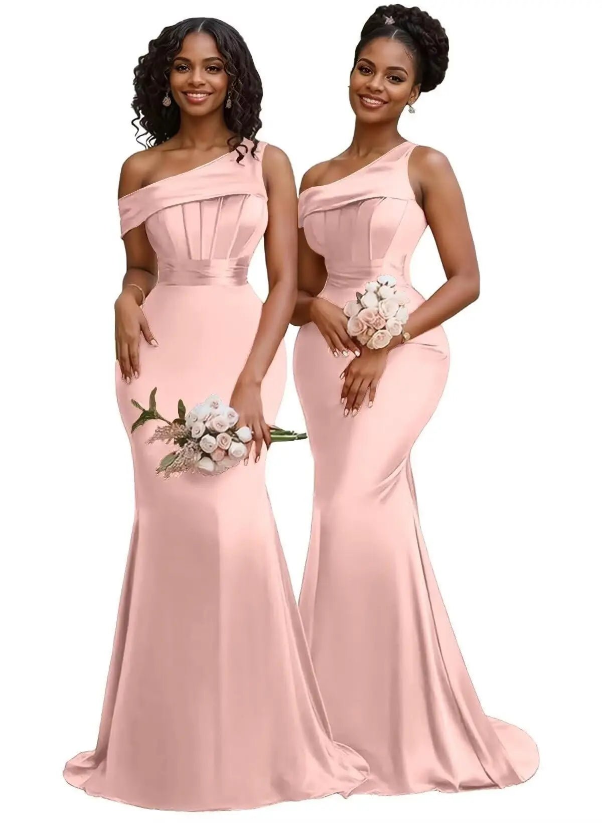Pleated One-Shoulder Mermaid Bridesmaid Dress - Luzilly Bridal & Apparel