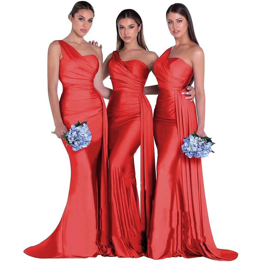 Plus Size Fat MM Mermaid One Shoulder Elegant Wedding Dress - Luzilly Bridal & Apparel