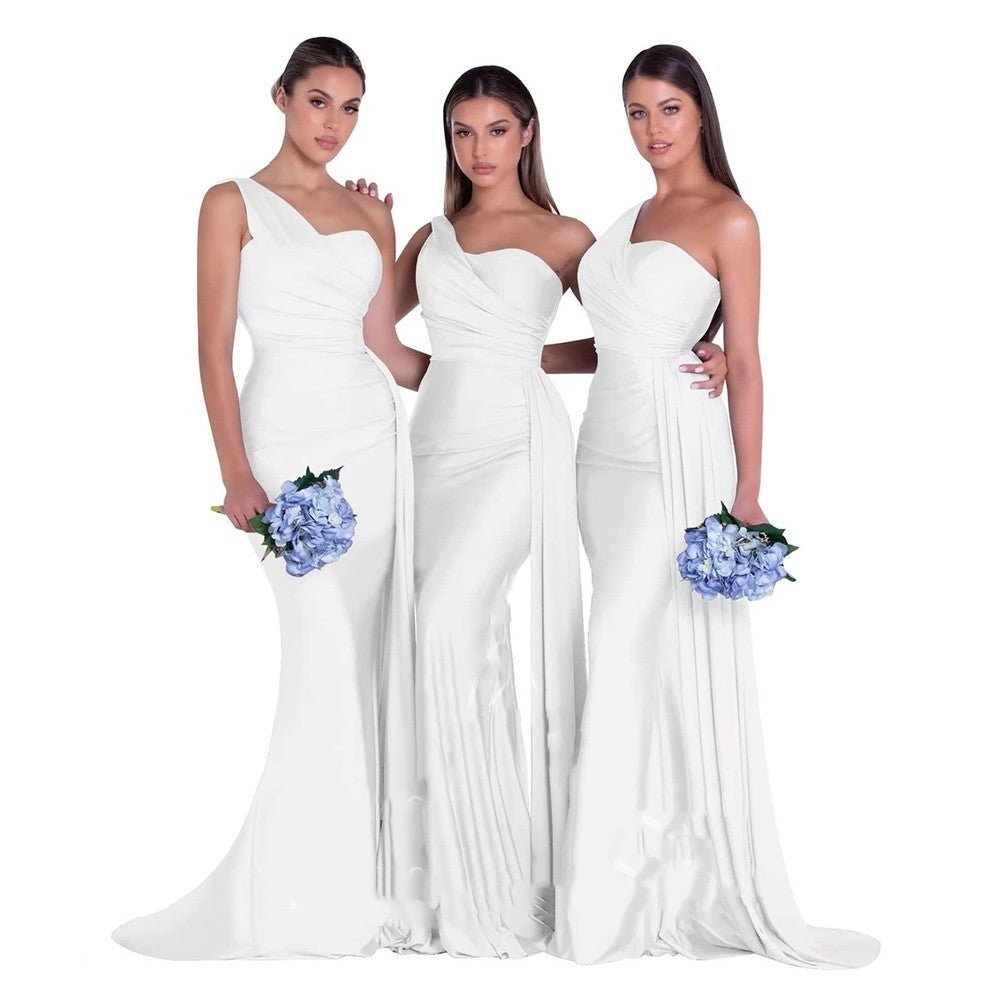 Plus Size Fat MM Mermaid One Shoulder Elegant Wedding Dress - Luzilly Bridal & Apparel