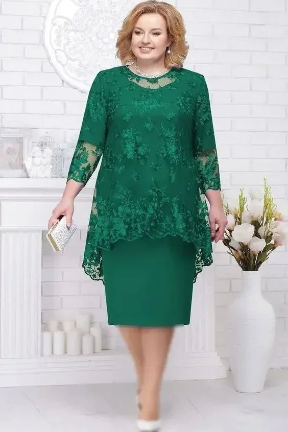 Plus Size Floral Lace Mother of the Bride Maxi Dress - Luzilly Bridal & Apparel