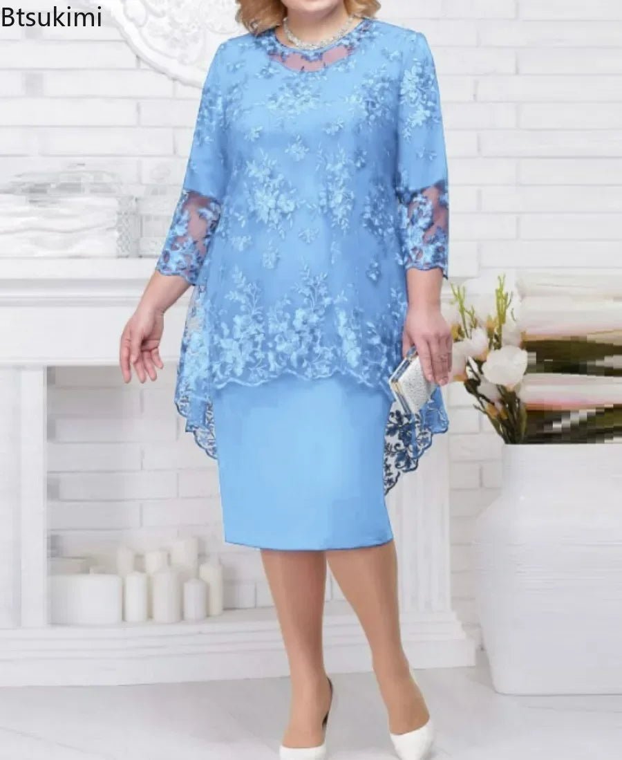 Plus Size Floral Lace Mother of the Bride Maxi Dress - Luzilly Bridal & Apparel