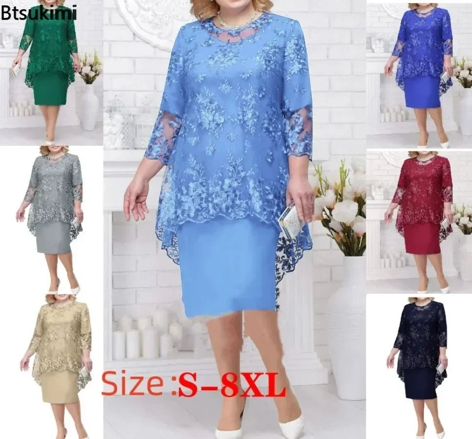 Plus Size Floral Lace Mother of the Bride Maxi Dress - Luzilly Bridal & Apparel