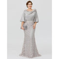 Plus Size Lace Mermaid Mother of the Bride Dress with Half Sleeves - Luzilly Bridal & Apparel