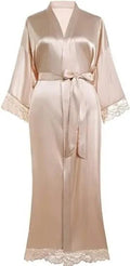 Plus-Size Lace-Sleeve Satin Bridal Robe - Luzilly Bridal & Apparel