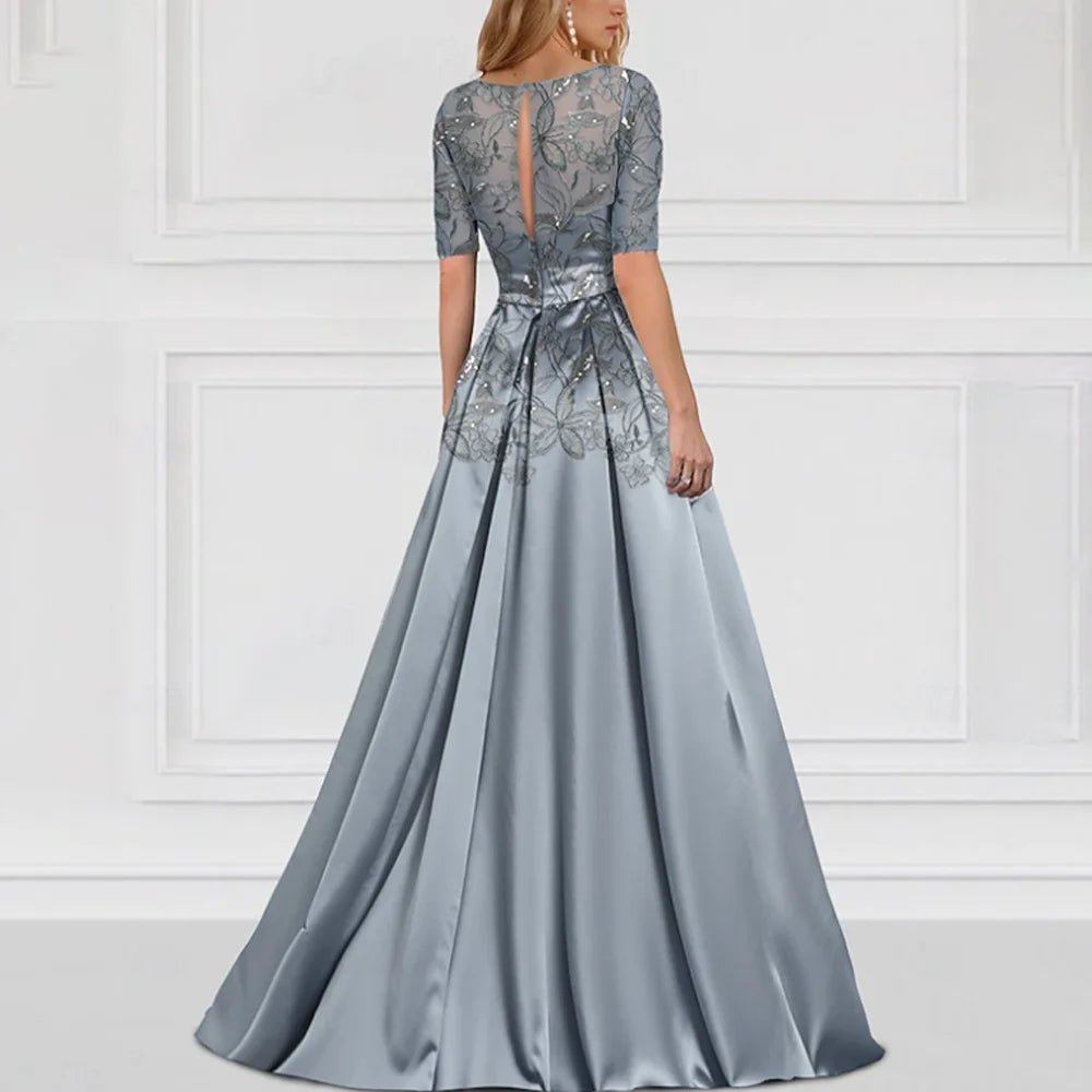Plus Size V-Neck Lace Appliqué Mother of the Bride Dress - Luzilly Bridal & Apparel