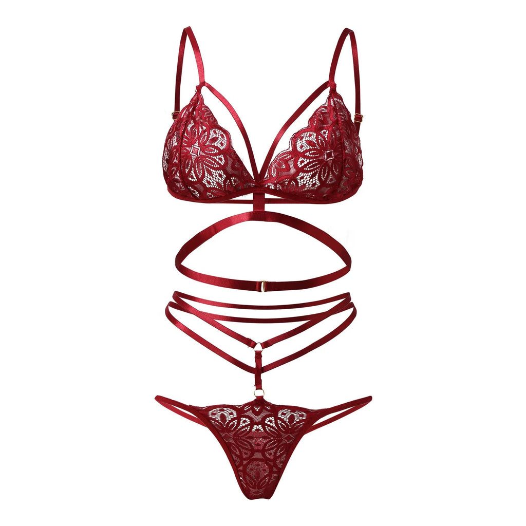 Plus Size Wire-Free Lace Lingerie Set - Luzilly Bridal & Apparel