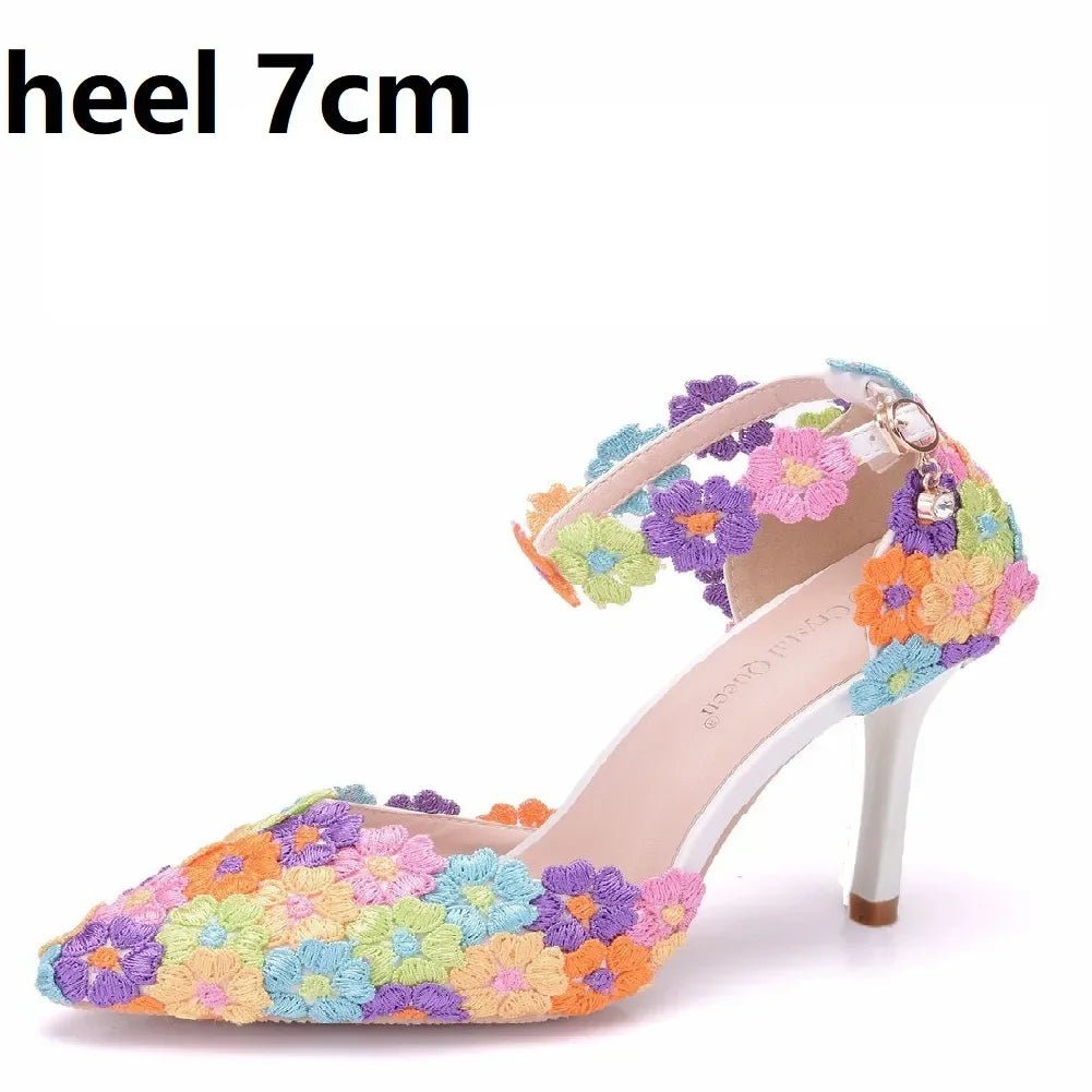 Pointed Lace Rhinestone Bridal Heels - Luzilly Bridal & Apparel
