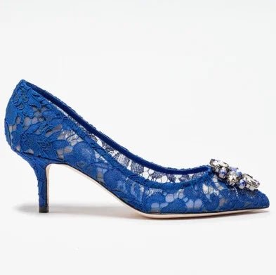 Pointed-Toe Lace & Crystal Bridal Heels - Luzilly Bridal & Apparel