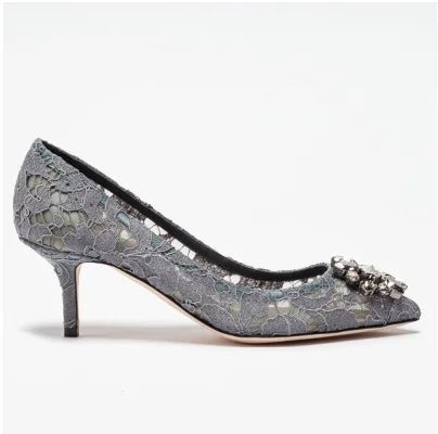 Pointed-Toe Lace & Crystal Bridal Heels - Luzilly Bridal & Apparel