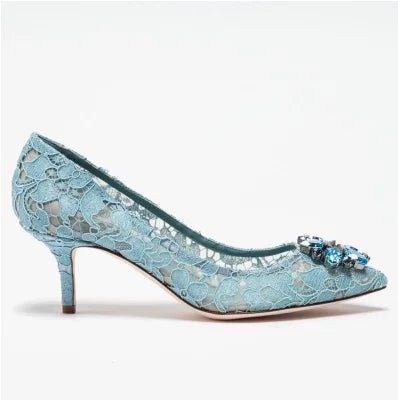 Pointed-Toe Lace & Crystal Bridal Heels - Luzilly Bridal & Apparel