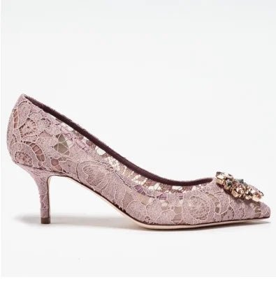 Pointed-Toe Lace & Crystal Bridal Heels - Luzilly Bridal & Apparel