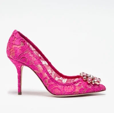 Pointed-Toe Lace & Crystal Bridal Heels - Luzilly Bridal & Apparel