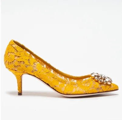 Pointed-Toe Lace & Crystal Bridal Heels - Luzilly Bridal & Apparel