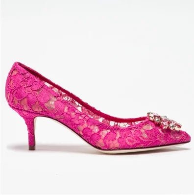 Pointed-Toe Lace & Crystal Bridal Heels - Luzilly Bridal & Apparel