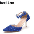 Pointed-Toe Lace & Rhinestone Bridal Stiletto Heels - Luzilly Bridal & Apparel