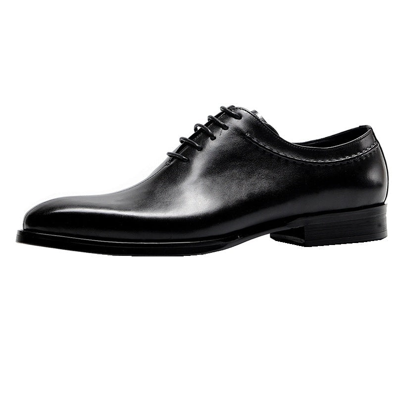 Pointed-Toe Lace-Up Leather Dress Shoes - Luzilly Bridal & Apparel