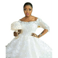 Pregnant Women Princess Wedding Dress with Lace Sleeves - Luzilly Bridal & Apparel