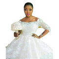 Pregnant Women Princess Wedding Dress with Lace Sleeves