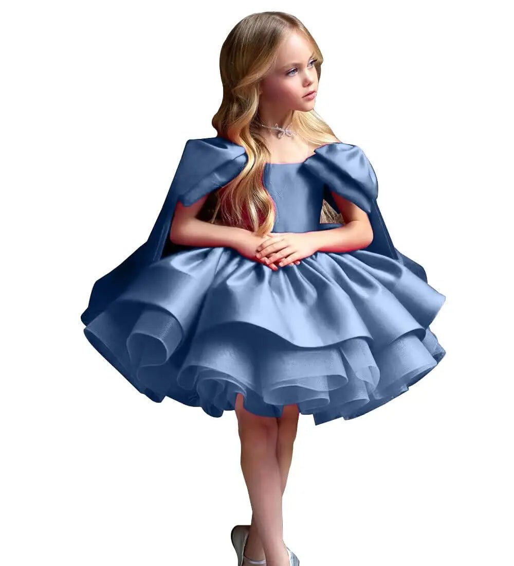 Puffy Satin Glitter Flower Girl Dress - Luzilly Bridal & Apparel