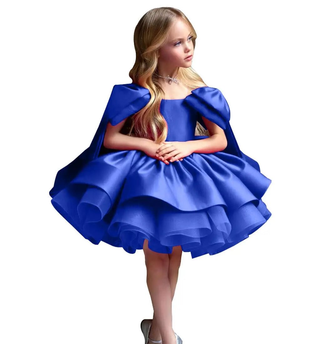 Puffy Satin Glitter Flower Girl Dress - Luzilly Bridal & Apparel