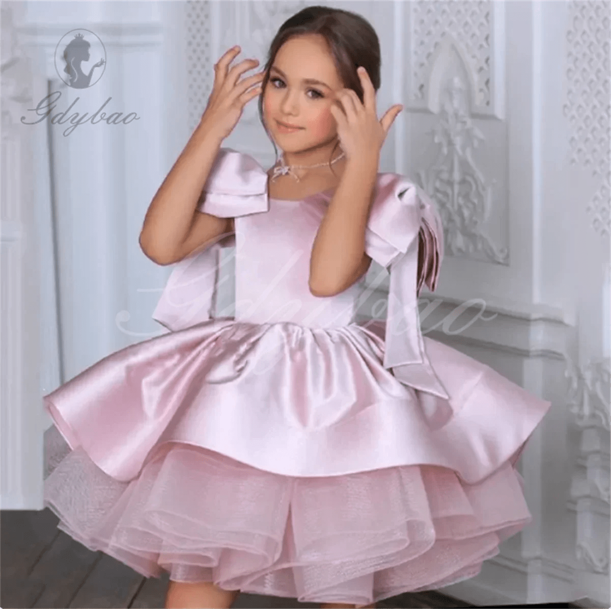 Puffy Satin Glitter Flower Girl Dress - Luzilly Bridal & Apparel
