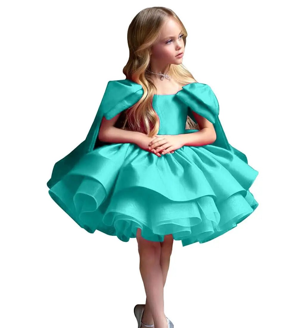 Puffy Satin Glitter Flower Girl Dress - Luzilly Bridal & Apparel