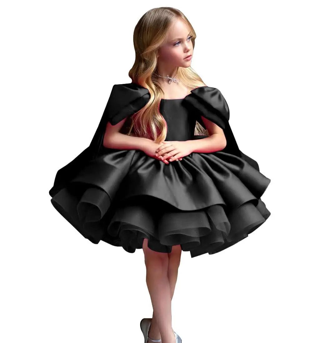Puffy Satin Glitter Flower Girl Dress - Luzilly Bridal & Apparel