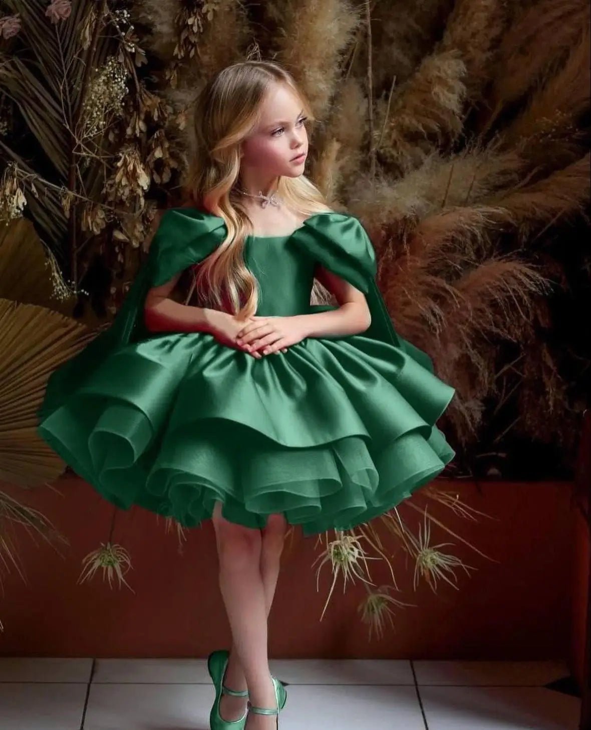 Puffy Satin Glitter Flower Girl Dress - Luzilly Bridal & Apparel