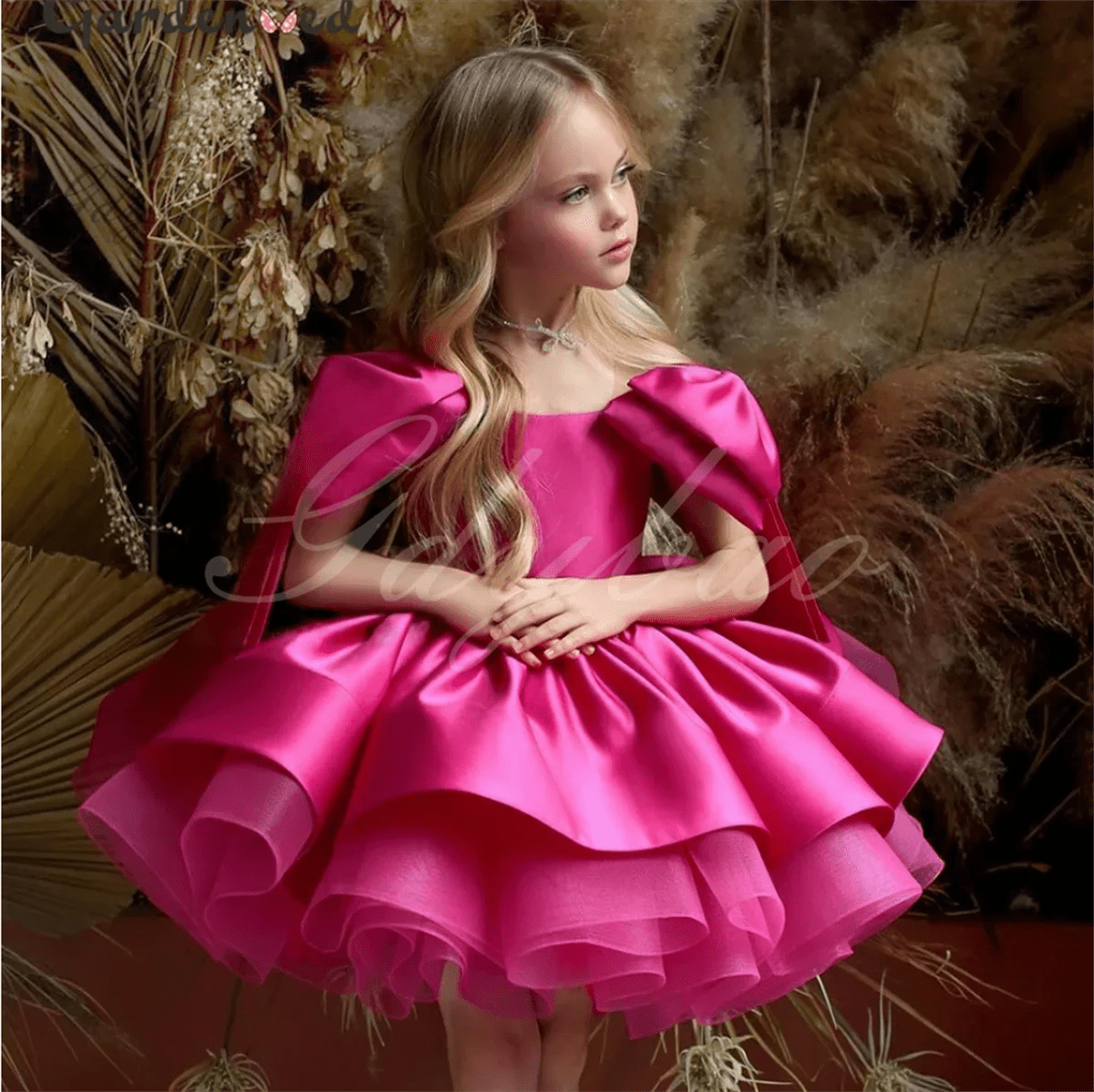 Puffy Satin Glitter Flower Girl Dress - Luzilly Bridal & Apparel