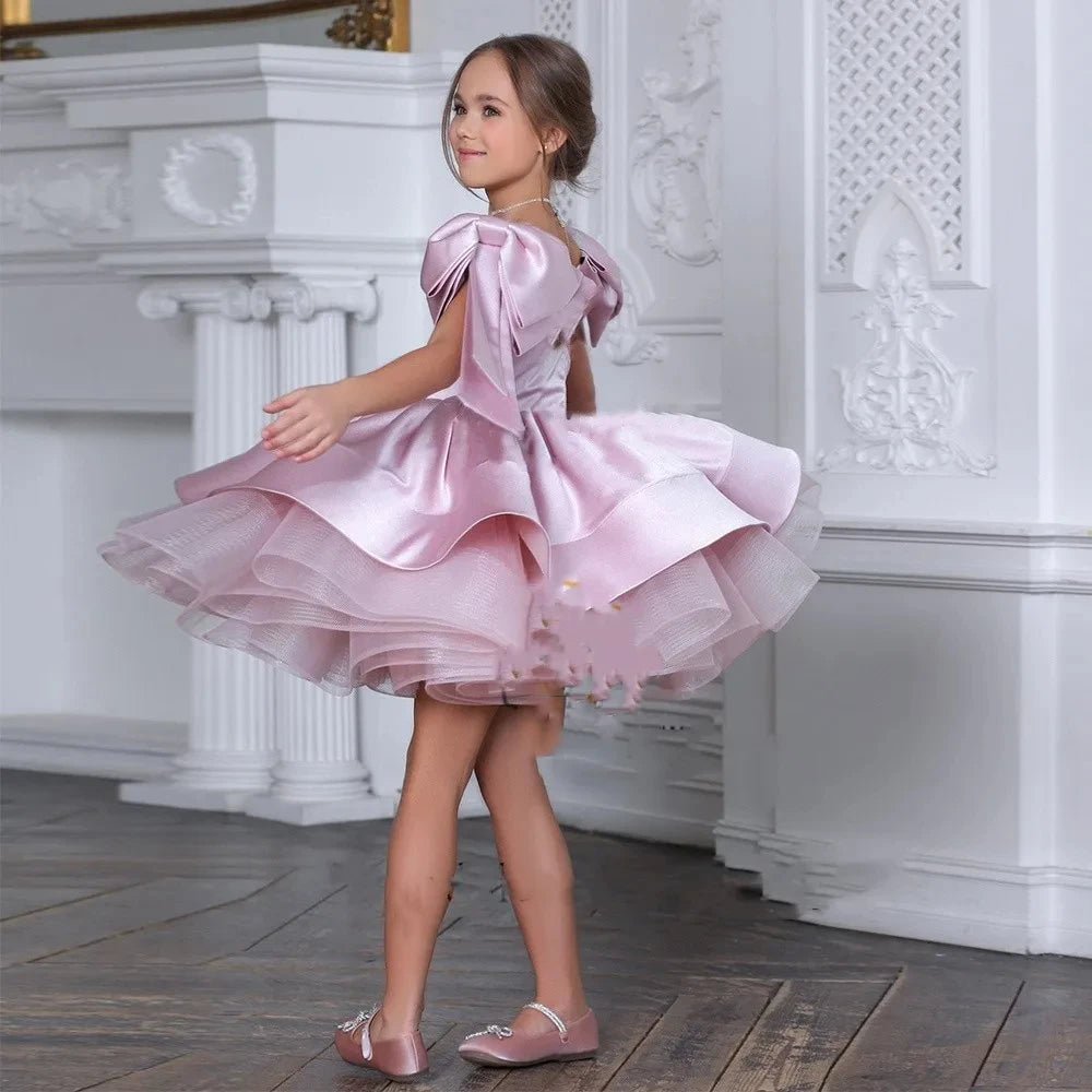 Puffy Satin Glitter Flower Girl Dress - Luzilly Bridal & Apparel